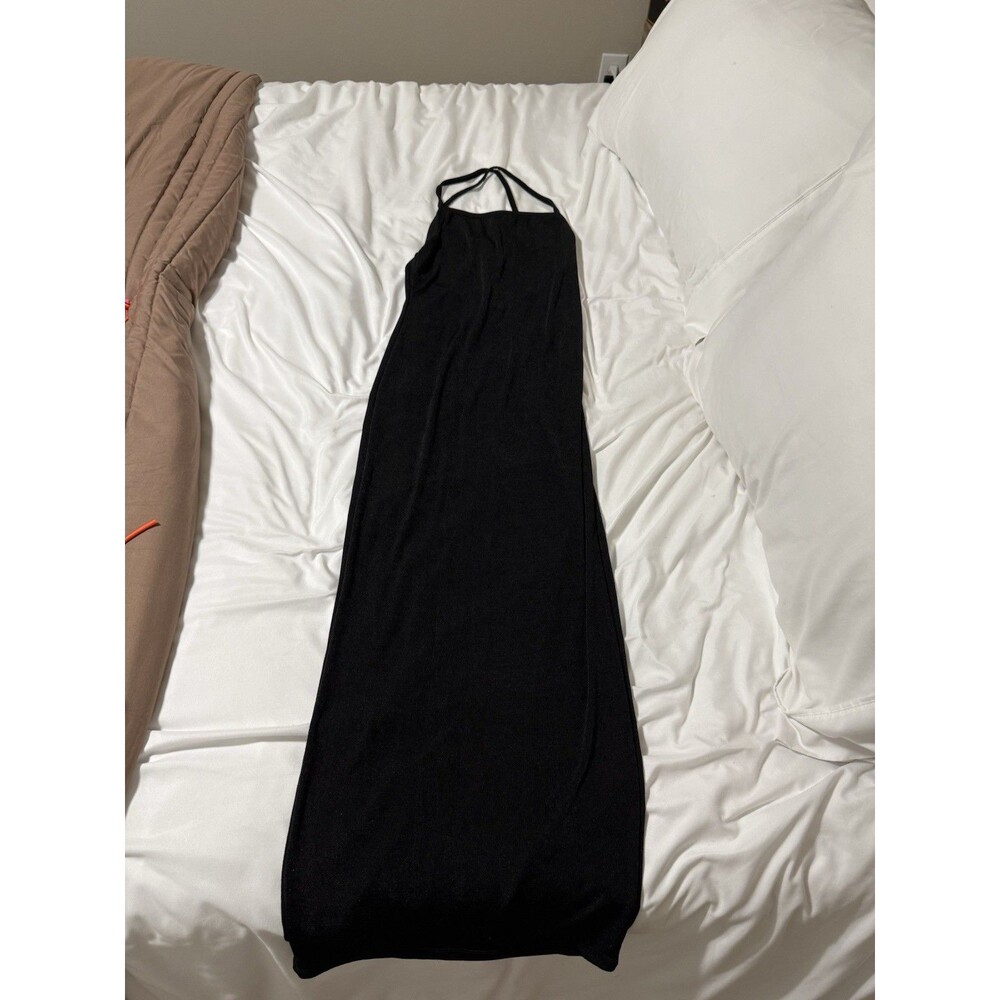 Magia U.S.A. Women’s Maxi Dress M Black Halter Knit Stretch Sleeveless